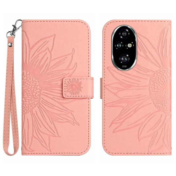 HT04 For Honor 200 5G Case Sunflower Leather Wallet Protective Phone Cover with Wrist Strap