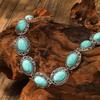 BLINGBAY Women's Chain Necklace Retro Ethnic Style Turquoise Necklace Female Personalized Carving Oval Clavicle Chain Girl Birthday Gift