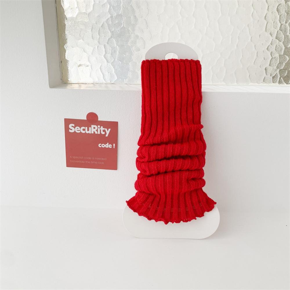 Japanese Christmas Knee Socks Y2k Bow Knitted Leg Socks Sweet New Year Red Socks  For Girl