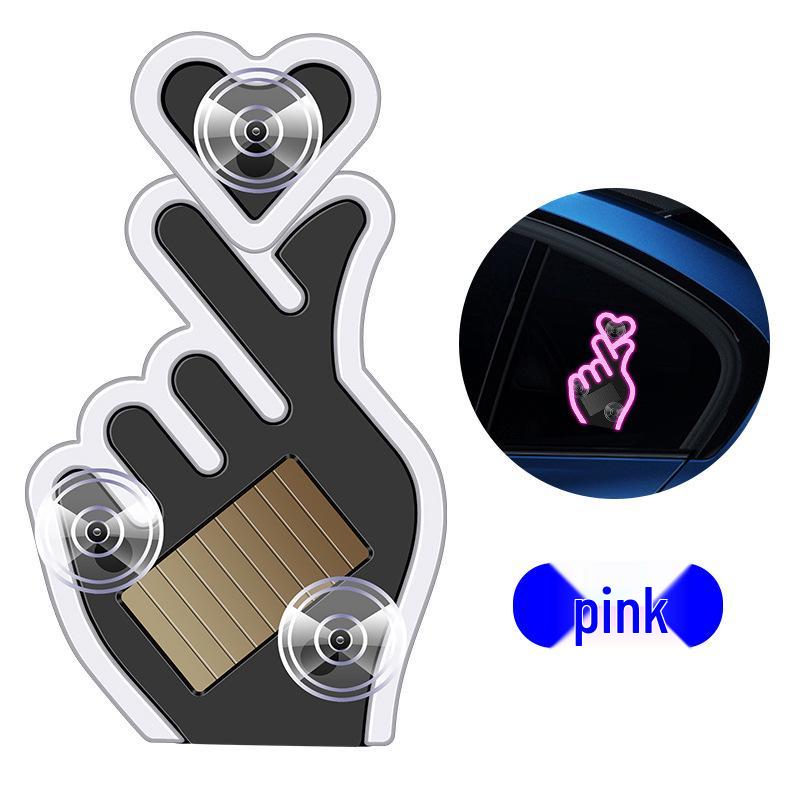 Solar-Powered Wireless Heart-Shaped LED Triangle Light for Car Interior Decoration