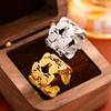 Adjustable Butterfly Stainless Steel Open Ring with Titanium Steel Finish and Gold Vacuum Plating for Women