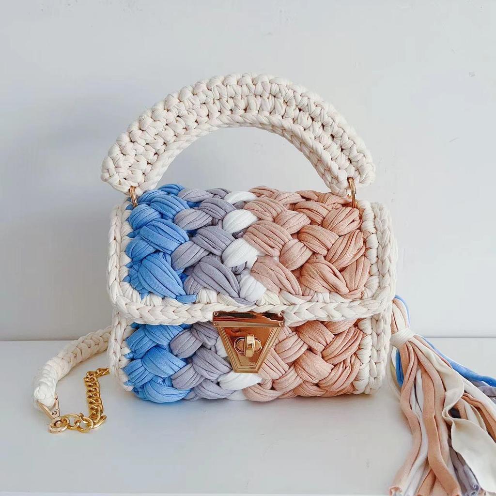 Hyuna Fashionable Korean-Japanese Crochet Chain Crossbody Bag - Versatile Handmade Colorful Bag