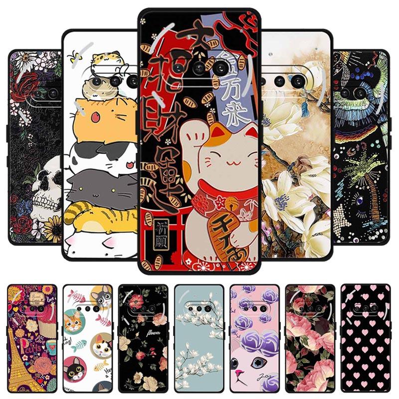 For Nothing Phone (3a) Case 3D Relief Flower Emboss Black Silicone Funda For Nothing Phone 3A A059 3D Back Cover Cartoon Bumper