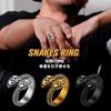 [Richsteel] snake ring men's snake ring stainless Allergy friendly antique style unique two-headed divine snake money luck cool for men accessories