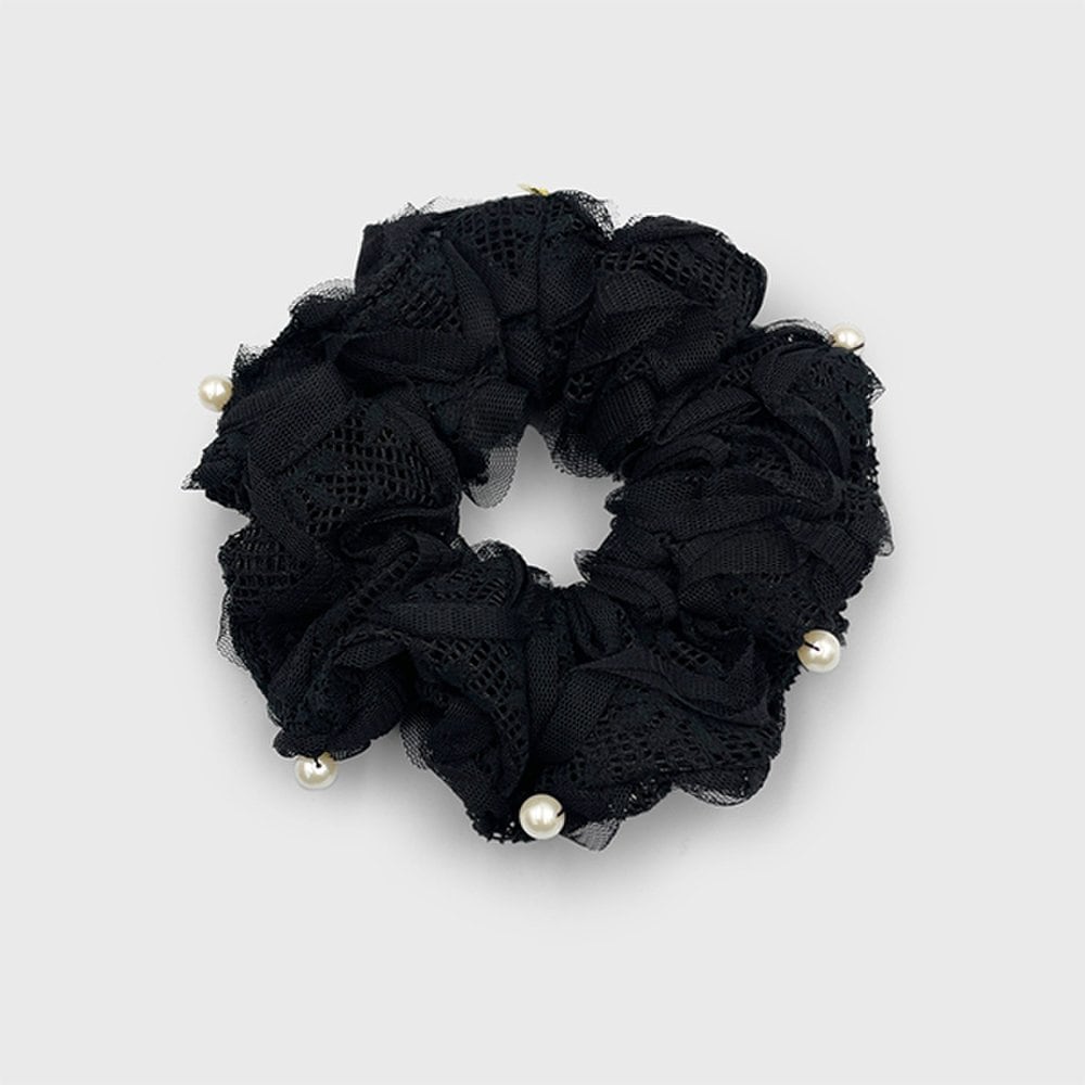 Lace Pearl Scrunchie Jp-24-391S Black