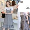 2025 Celebrity-Inspired Maternity Summer Two-Piece Patchwork Dress - Short Sleeve, Mid-Length, Loose Fit