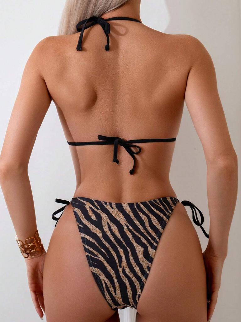 Sexy Striped Micro Bikini Women Swimsuit Female Halter Swimwear Thong Bikinis Set Two-piece Beachwear Bathing Suit