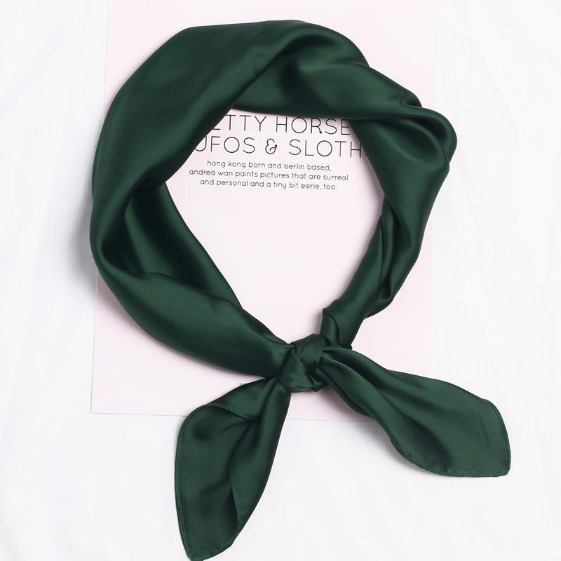 Simulated Silk Scarf Women'S 70 Square Scarf Solid Color Versatile Flight Attendant Professional Scarf Trendy High-End Sunscreen Headscarf