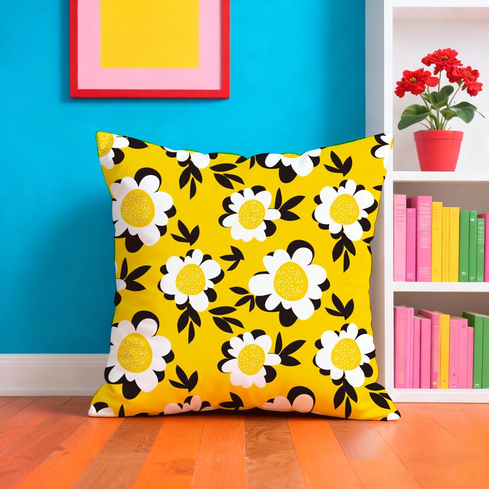 Spring And Summer Floral Cushion Cover Soft Plush Throw Pillow Cover | Double-Sided Cushion Case | Sofa Bedroom Home Decor