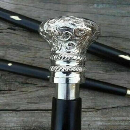 Antique Style Victorian Vintage Designer Brass Handle Cane Wooden Walking Stick