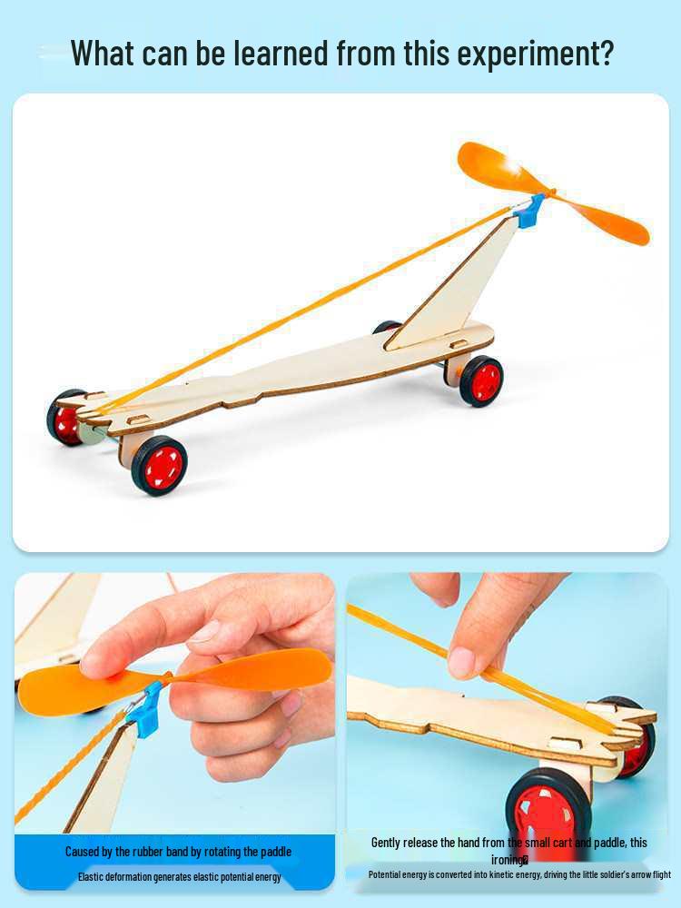 DIY Wind-Powered Rubber Band Car Kit: Fun Physics Teaching Aid & Science Experiment