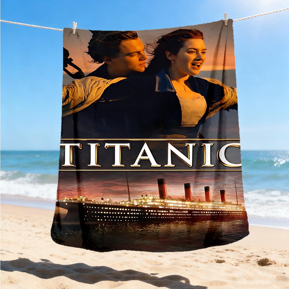 1pc Titanic Movie Poster Outdoor Flannel Blanket, Lightweight Warm Cozy for Travel Camping Office Soft Polyester Fabric