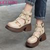 Fashion GKTINOO Women Sandals Summer Zipper Gladiator Boots Thick Soled 100% Genuine Leather Shoes Woman Handmade Platform Sandals