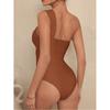 One Shoulder Women's One Piece Swimsuit Sexy Hollow Out Pleate Tummy Control Swimwear Beach Bathing Suit