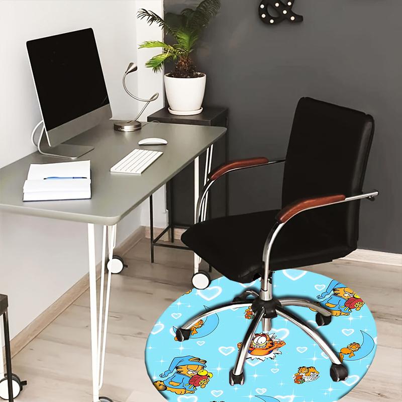 

1pc Garfield Pattern Blue Hearts Stars Round carpet, Made of Polyester,Perfect for Decorating Office Chairs, Living Rooms,fplt195 80cm by 80cm