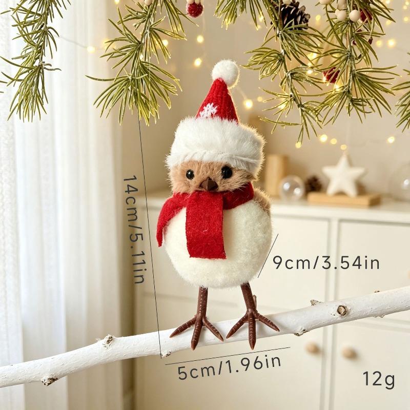 Nordic style Christmas bird cartoon doll creative branch bird, holiday party window decoration