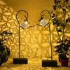 Solar LED Watering Can Lights Hanging Kettle Lantern Light Waterproof Yard Outdoor Lights Hollow Water Sprinkle Landscape Lamp