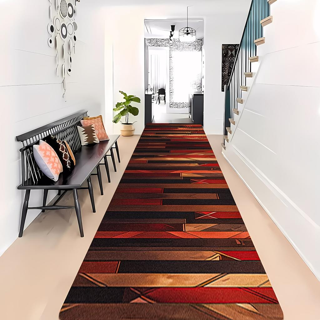 1Pcs Vintage Wooden  Pattern Floor Mat Modern Kitchen Polyester Rug Non-Slip Colorful Indoor Carpet, For Home Bathroom Bedroom Living Room Decor