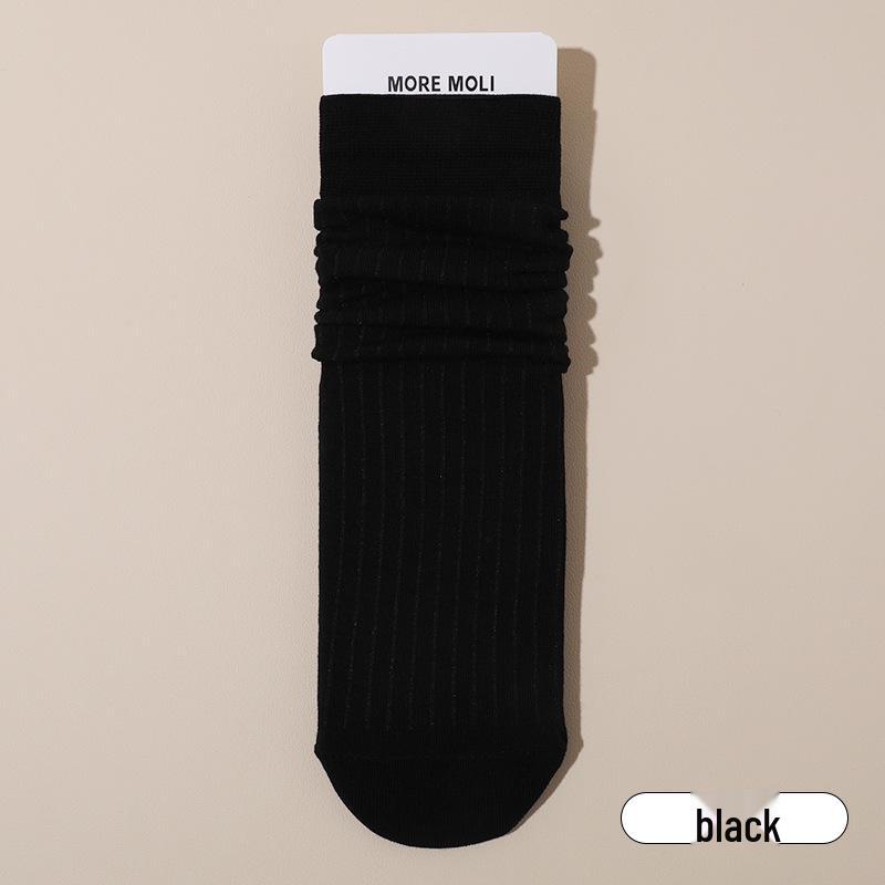 Women's Khaki Chunky Ribbed Slouch Socks - Cotton, Mid-Calf, Antibacterial, Anti-Pilling, Stretchy, and Bone-Free.