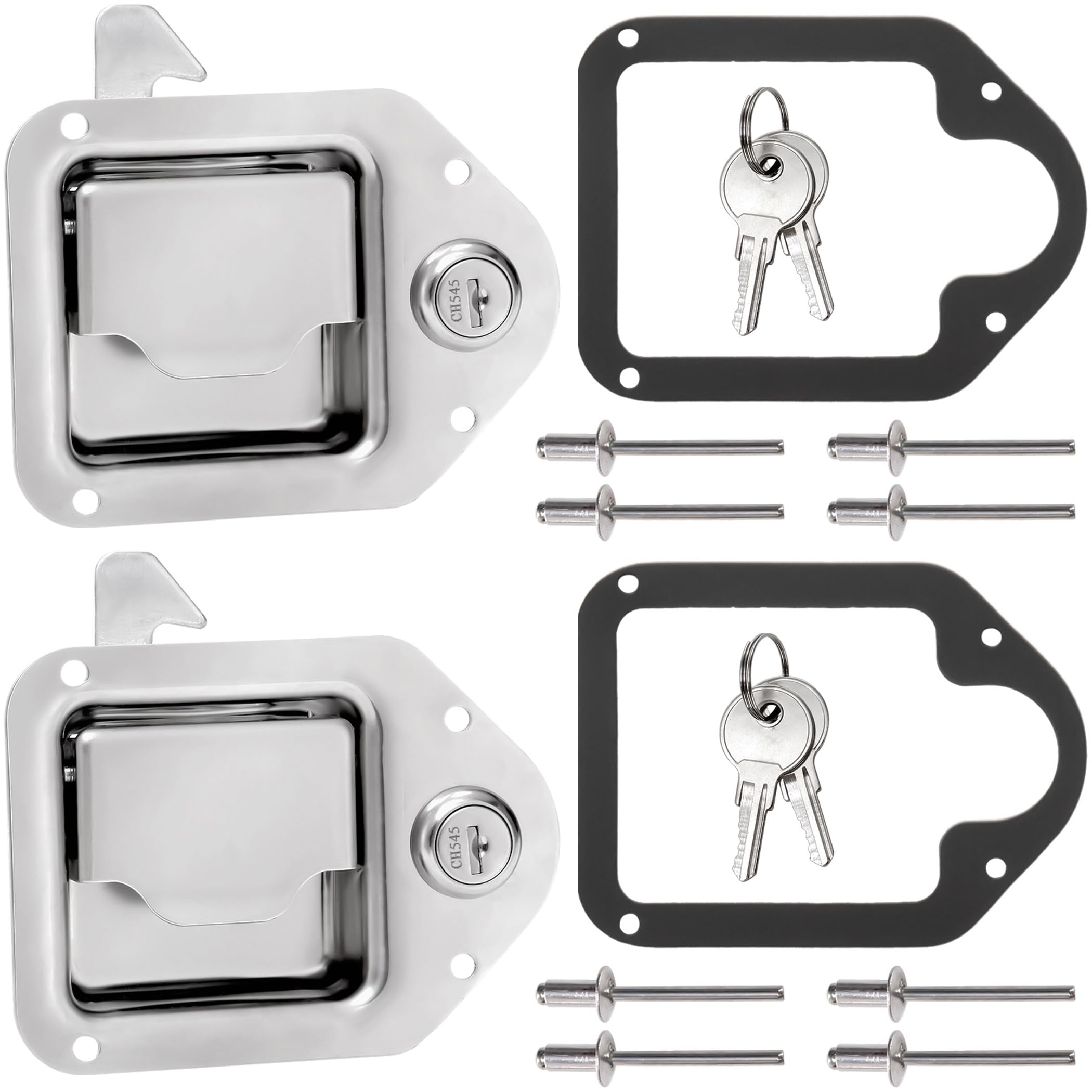 

Elsjoy 2 Pcs Truck Toolbox Latch Stainless Steel Trailer Toolbox Latch Replacement RV Paddle серебряный