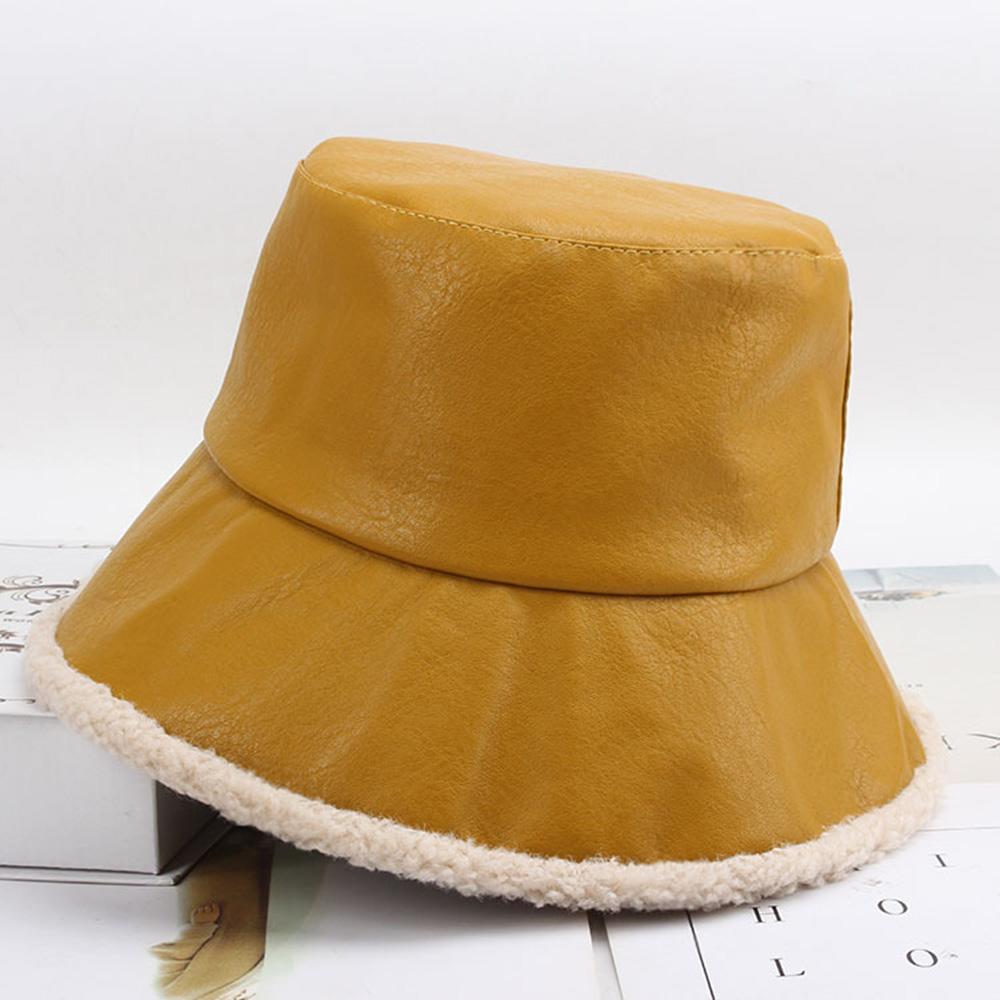 Wool Bucket Hats Unisex Bucket Hat Winter Hat Pu Lady Tourism Hat For Outdoor Activities Traveling Winter Sports