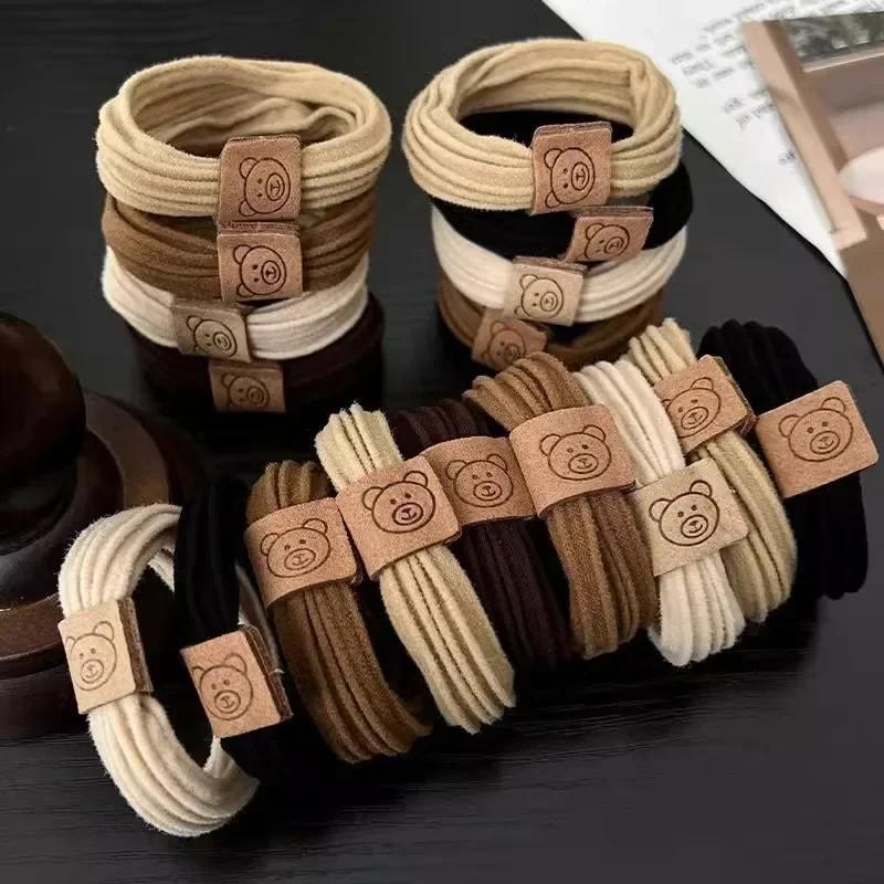 10pcs  high-elasticity seamless hair bands, bear hair bands, women's rubber bands, elastic hair bands that won't damage the hair