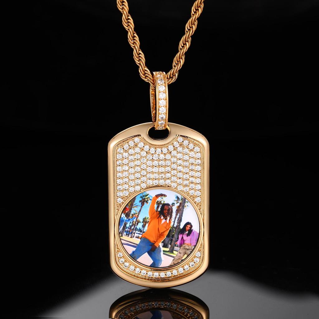 European American Custom Photo Hip Hop Pendant Necklace with Zircon
