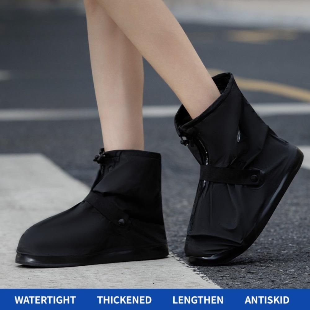 Thickened PVC Rain Shoe Cover Waterproof Anti Slip Wear Resistant Outdoor Sand Proof Riding Foot Protector for Rainy Days