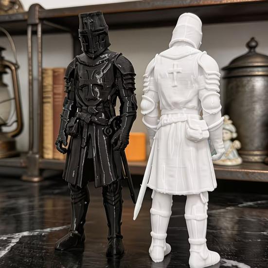 3D Printed Medieval Knight Sentinel Statue, Dark Fantasy Armor Warrior Sculpture, Gothic Tabletop Figurine for Office Home Decor Gift