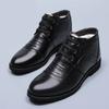 High Quality Black Leather Winter Thick Plush Warm MEN'S Ankle Snow Boots Fashion Style Business Dress Male Shoes Party Footwear