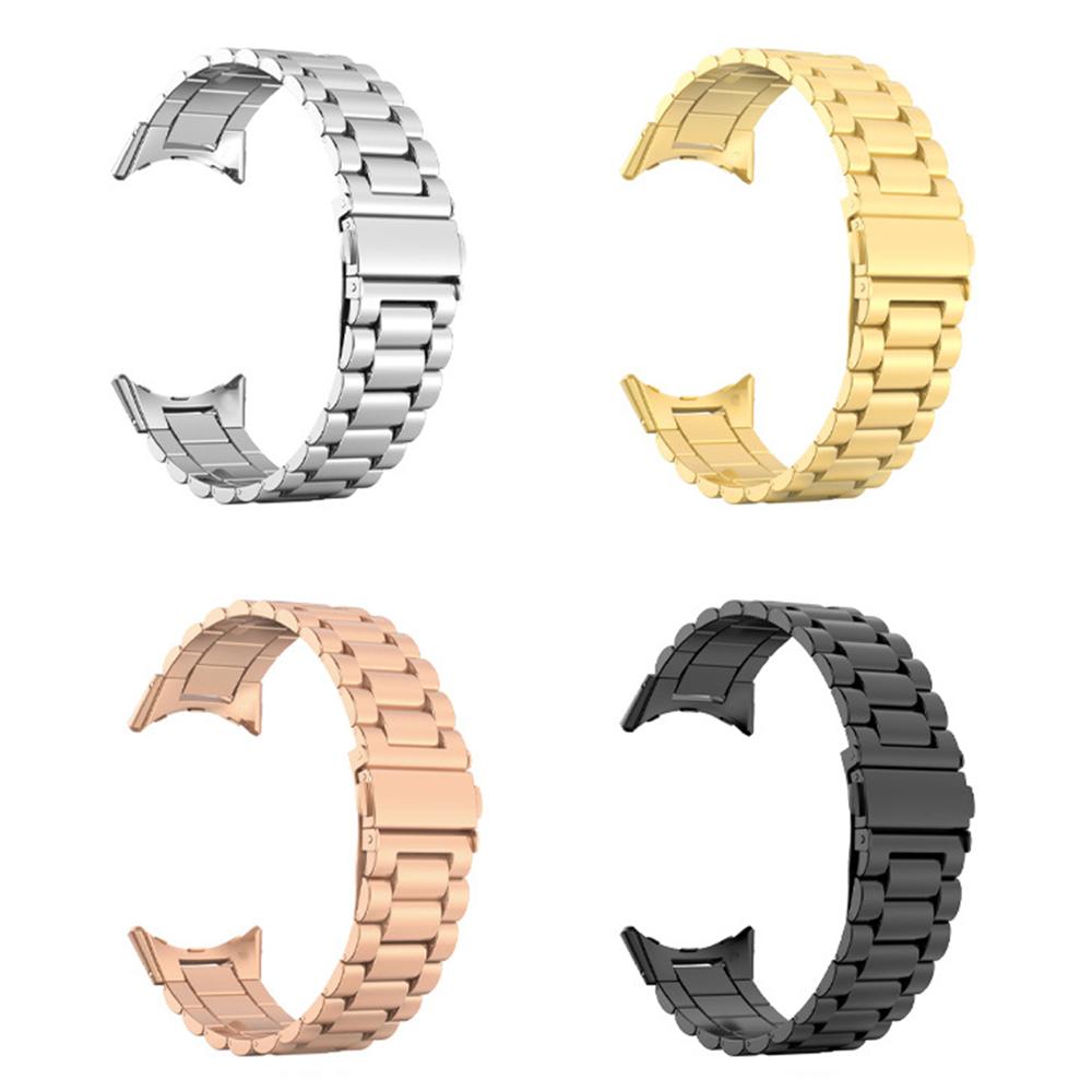 För Google Pixel Watch 3 45mm Klockarmband Tre Pärlor Rostfritt Stål Armband