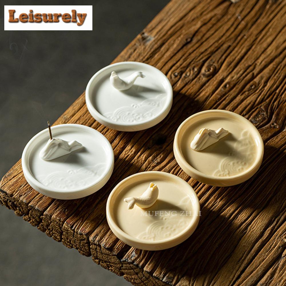 Ceramic Koi Line Incense Burner Insert Agarwood Sandalwood Base Zen Censer Holder Tea Table Indoor Decoration Ornament Gifts