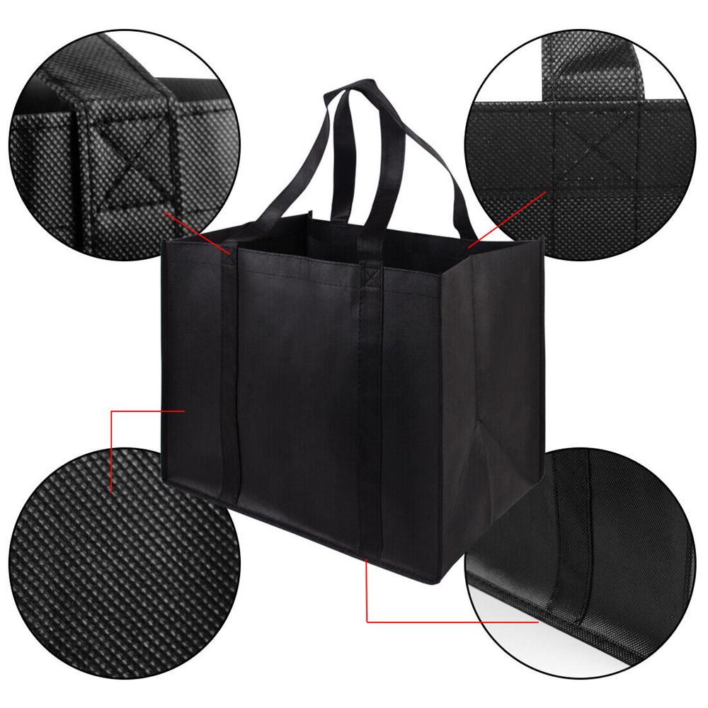 Non-Woven Black And Gray Simple Foldable Portable Non-woven Large Capacity Reusable Grocery Duty Shopping Bags Totes Handbag