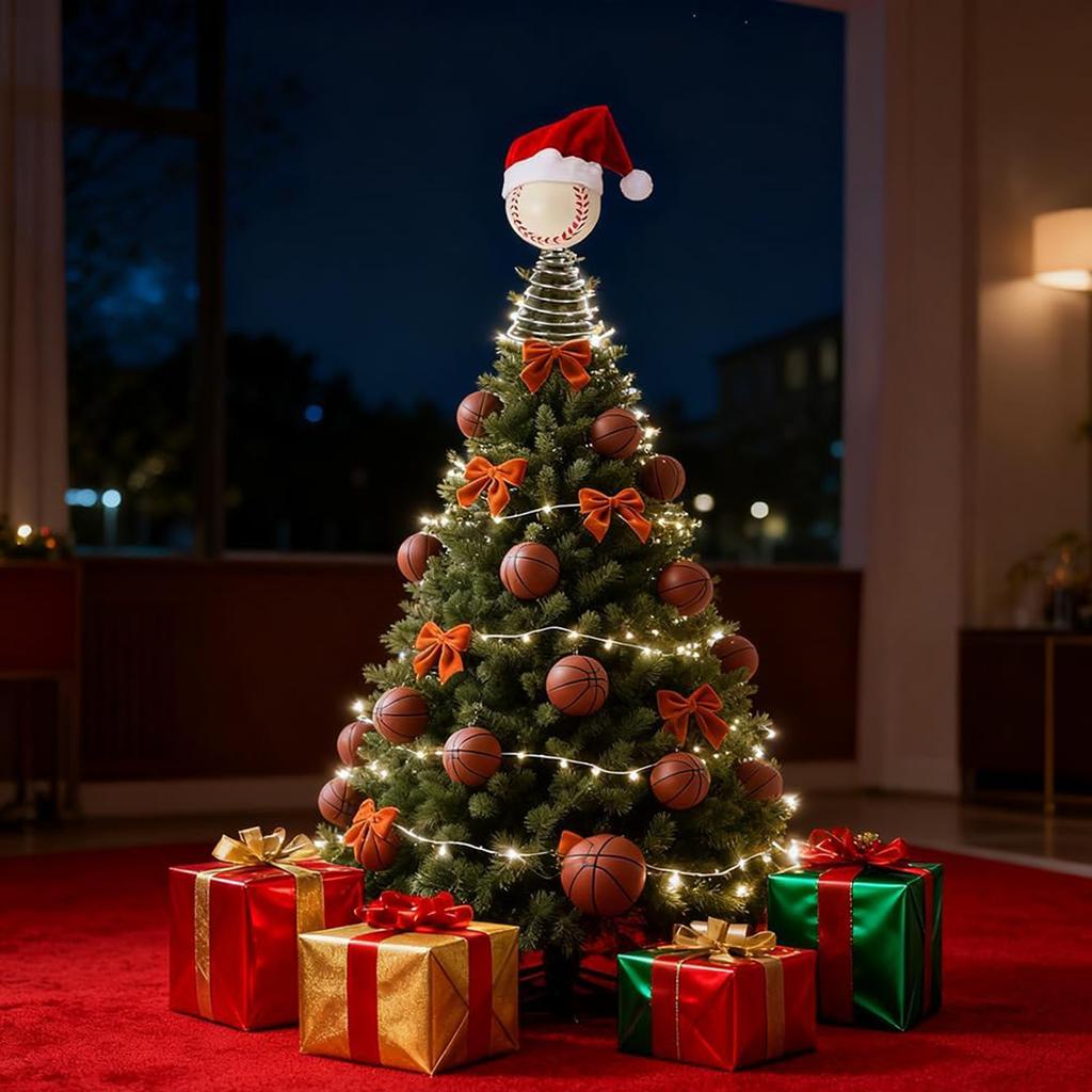 Christmas Tree Ornaments - Santa Hat And Baseball Tree Ornaments: Lightweight Design, Full Of Festive Spirit, Suitable For Parties, Studios, And Other