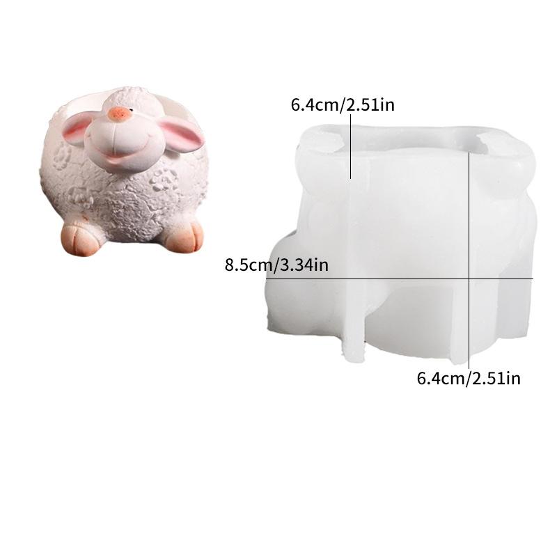 Silicone Candle Mold Decorative Sheep Flower Pot Mold Cartoon Plaster Mold Silicone Sheep Candle Holder For Home Decor Gardening