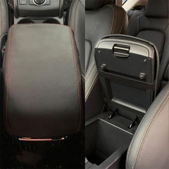 Black Leather Center Console Armrest Storage Box Cover for Mazda CX-5 2017-2024