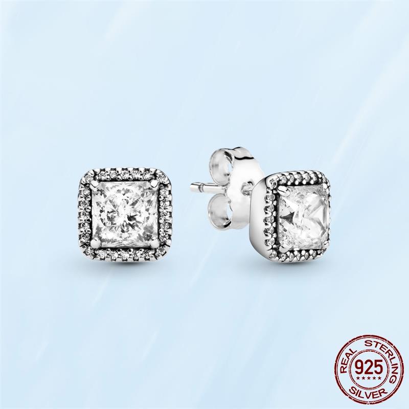 Real Original 925 Sterling Silver Daisy Flower Feather Hoop Heart Stud Earrings Fit Women Fashion Jewelry Engagement Party Gift