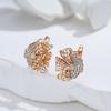 New  Rose Gold With Natural Zircon Dangle Earrings Fashion Glossy Vintage Flower Ethnic Bride Daily Fine Jewelry