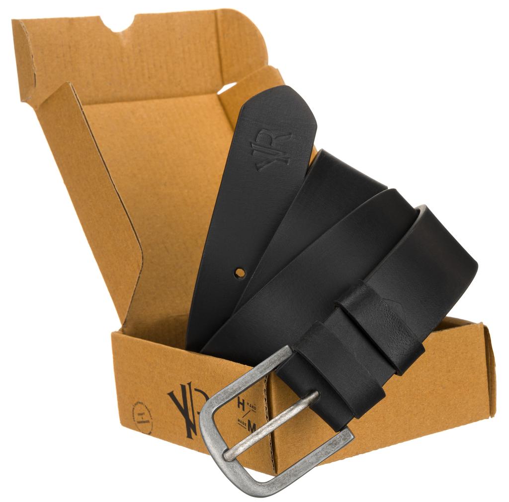 Wide leather belt R-PS-01-100-3330 Black