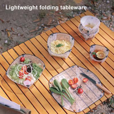 1 ensemble de vaisselle pliante d'extérieur avec bol, assiette, tasse à eau, filtre à café, portable, léger, camping, randonnée, Pinnic, kit de vaisselle pliable