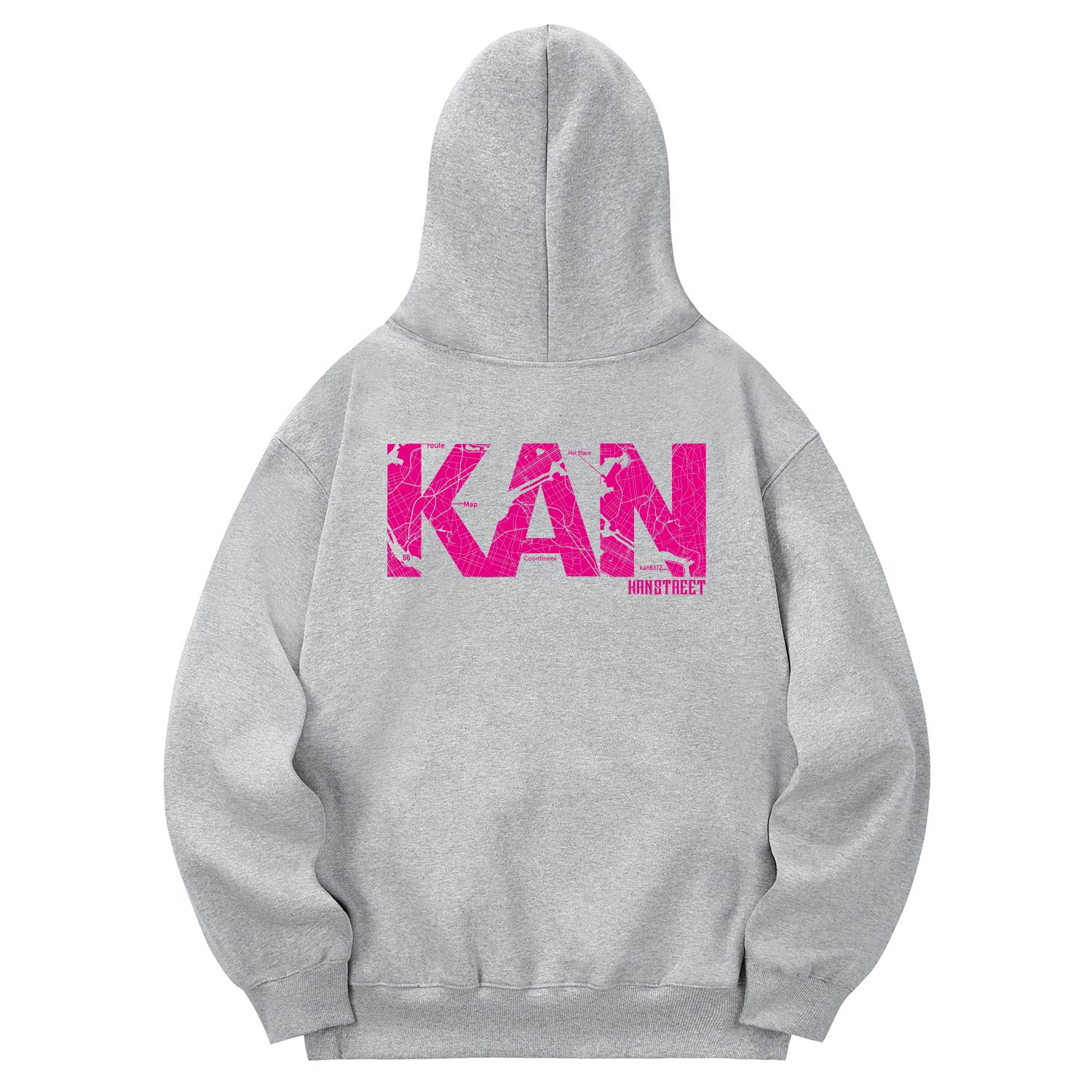 Khan 6312 Khg0081 Route 66 Fleece-Lined Hoodie - Gray L