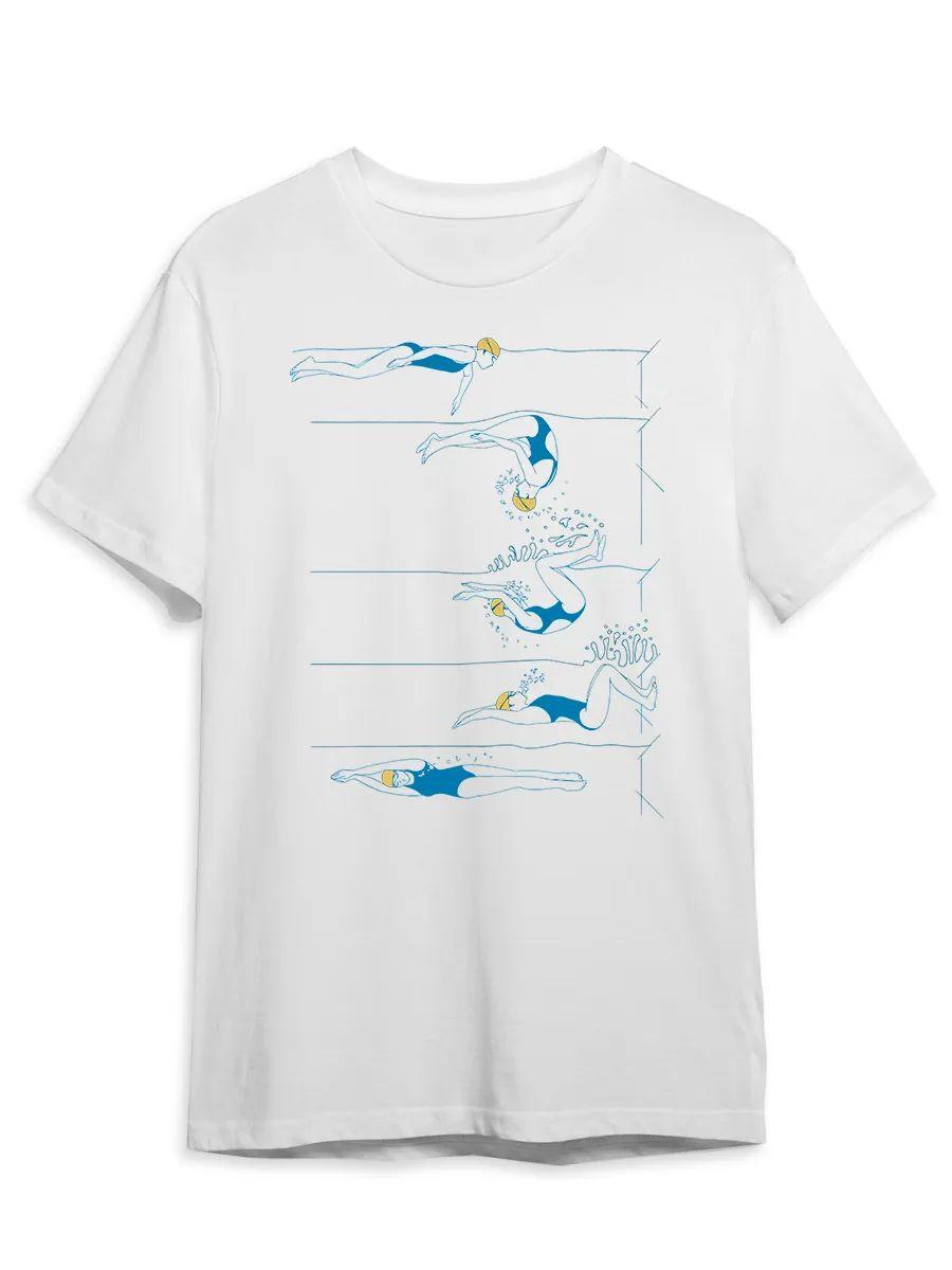 Спортивная футболка оверсайз с графикой на тему плавания 3XL
