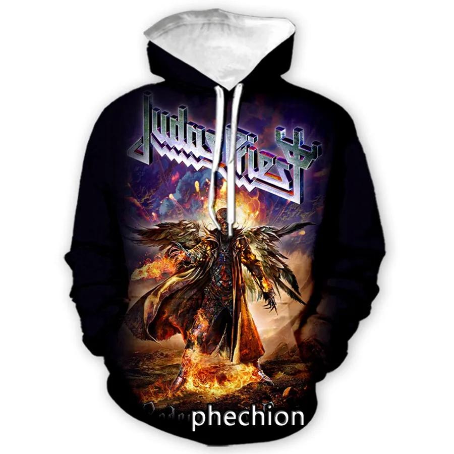 

phechion Новая мода Мужские/Женские Толстовки с длинным рукавом и 3D-принтом рок-группы Judas Priest, Повседневные толстовки 3XL