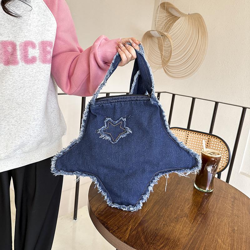 

Bags Internet celebrity denim underarm bag 2025 new Korean version fashion simple shoulder bag women messenger star bag темно-синього кольору