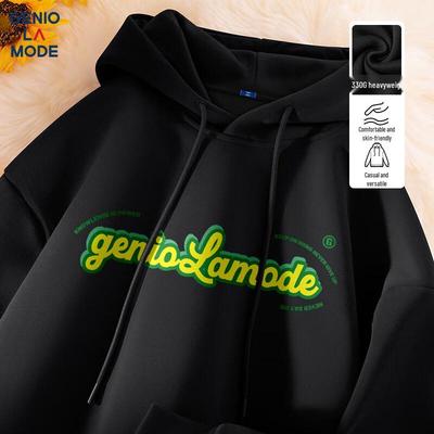 GENIOLAMODE Men's Letter Print Hooded Sweatshirt