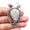 Crazy Lace Necklace Agate Gemstone Pendant Silver Natural Jewelry  Jewelry