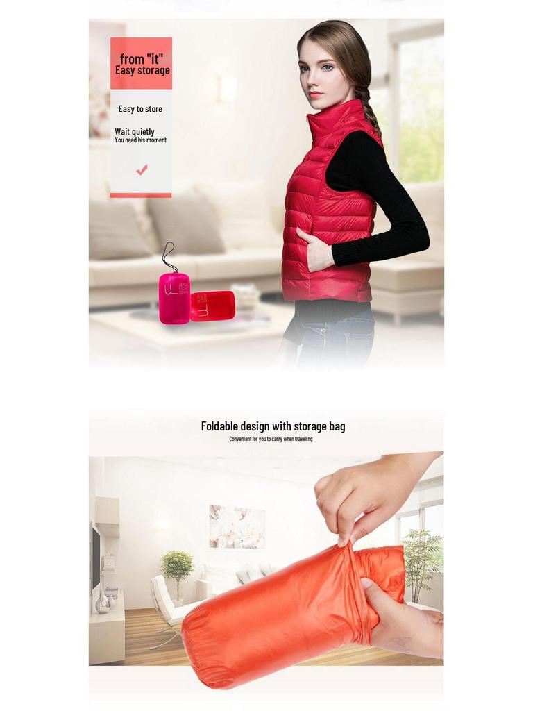 New Lightweight Slim Fit Down Vest for Women - Plus Sizes Available