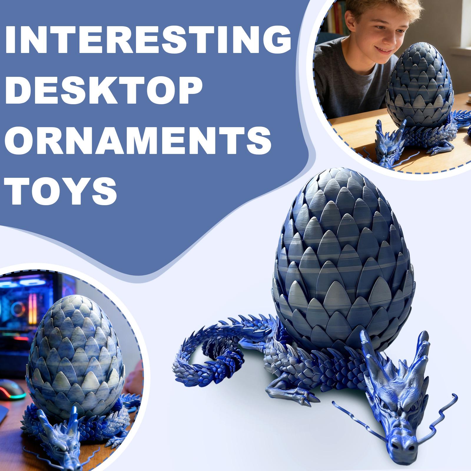 3D Printed Dragon, 3D Printed Egg, Egg With Dragon Inside, Egg Toy, 12in Full Articulated Crystal 3D Dragon For Children s Day Gift & Birt One Size