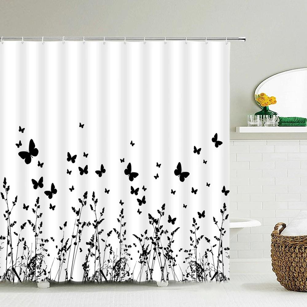 

Butterfly Shower Curtain Spring Butterfly Bathroom Shower Curtain Nature Garden Plant Waterproof Shower Curtain Bathtub Decor W90xH180cm(35x70 in)