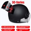 Men Motorcycle Helmet,Woman Electric Motor Car Scooter Bike Open Face Half Helmet,Anti-UV Safety Hat Bicycle Cap with Goggles